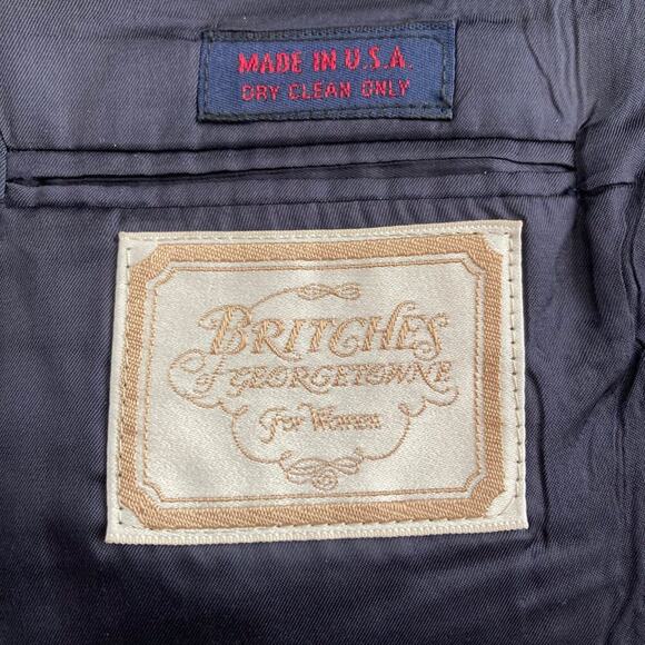 Vtg Britches of Georgetown Skirt Suit Set Navy Blue Windowpane Pleated Women 8 - Picture 4 of 9